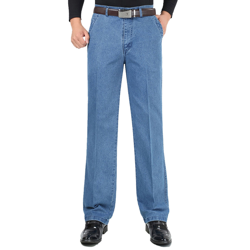 Nouveauté jean extensible pour hommes printemps automne mâle décontracté haute qualité coton coupe régulière Denim pantalon bleu foncé Baggy pantalon