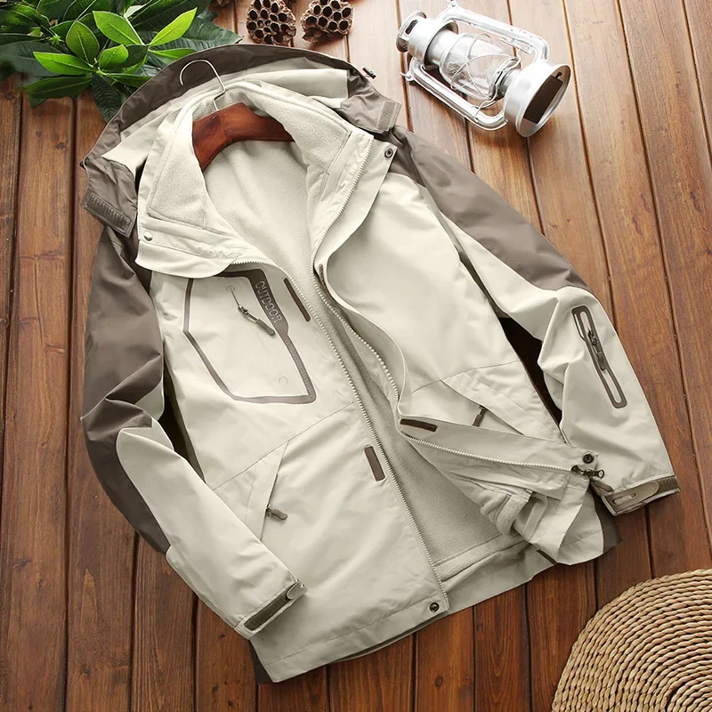 Vestes d'escalade et de randonnée pour hommes, hiver, 3 en 1, doublure en polaire, veste chaude, vêtements de sport, veste de ski, veste de camping, coupe-vent, imperméable, veste d'extérieur