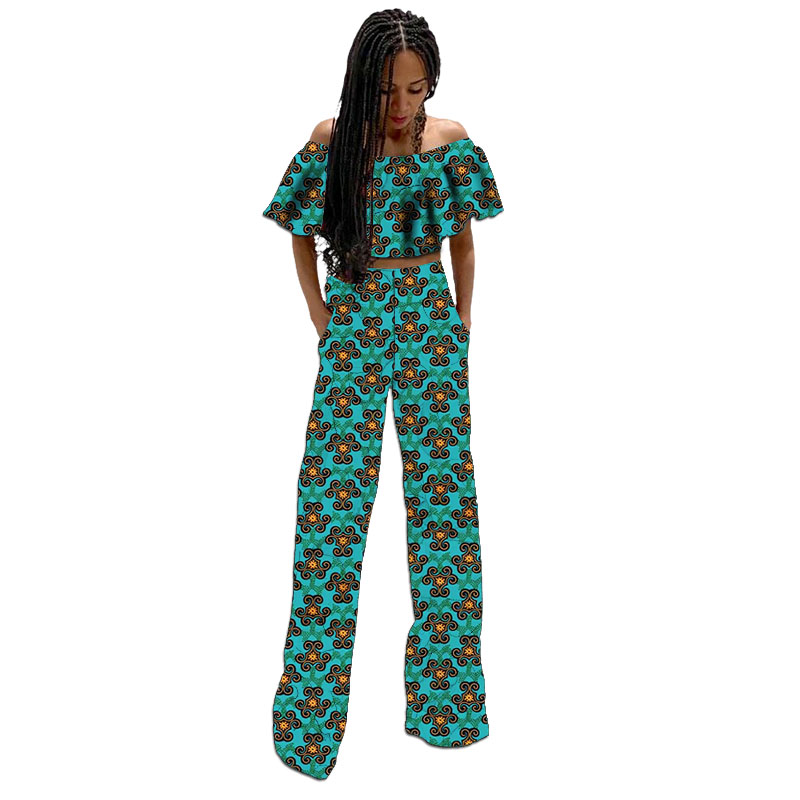 Couture africaine Design Original femmes Mini haut avec pantalon droit fête loisirs chauds ensemble femme Ankara tenues