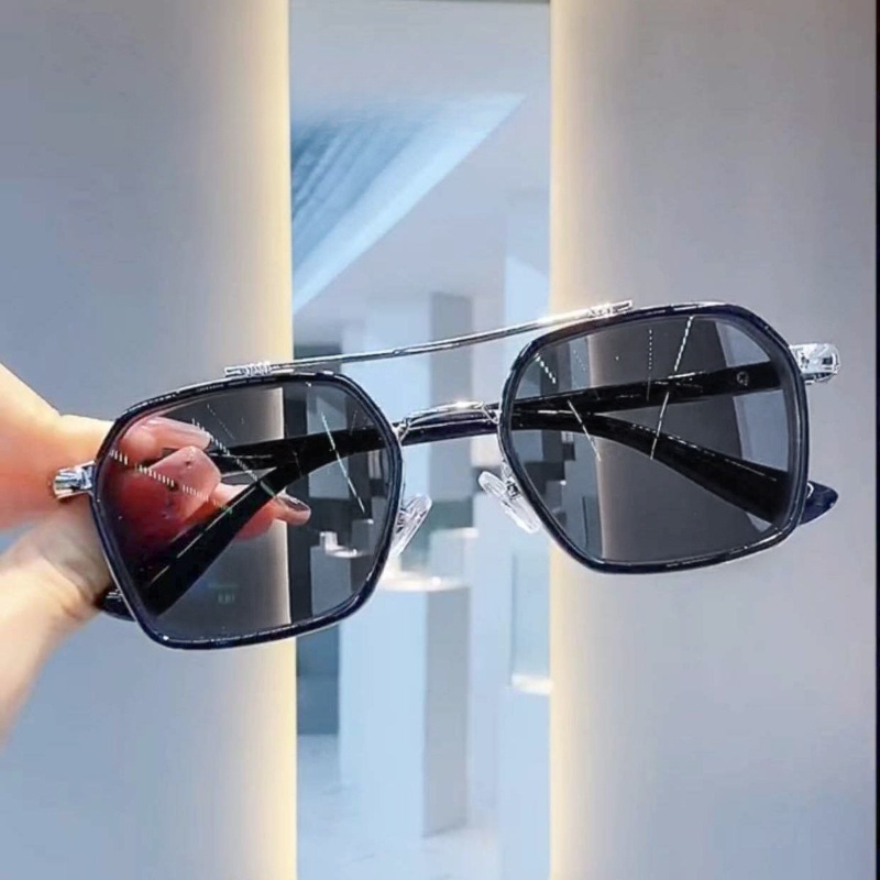 Lunettes de soleil photochromiques pour femmes/hommes, monture métallique UV400, lunettes de mode