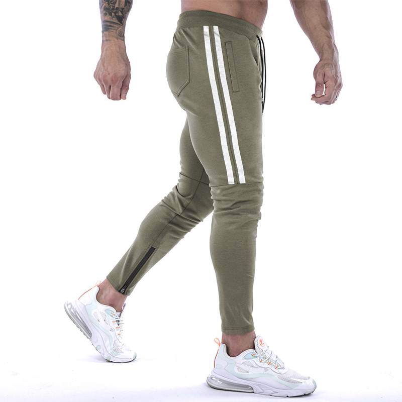 Pantalon de jogging slim en coton pour homme, survêtement de course, de fitness, de musculation, de sport, avec poche zippée