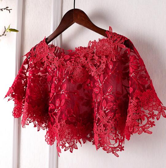 Pashmina rouge aviation en dentelle florale pour femmes, châle en dentelle jacquard vintage, crème solaire, printemps, été, R818