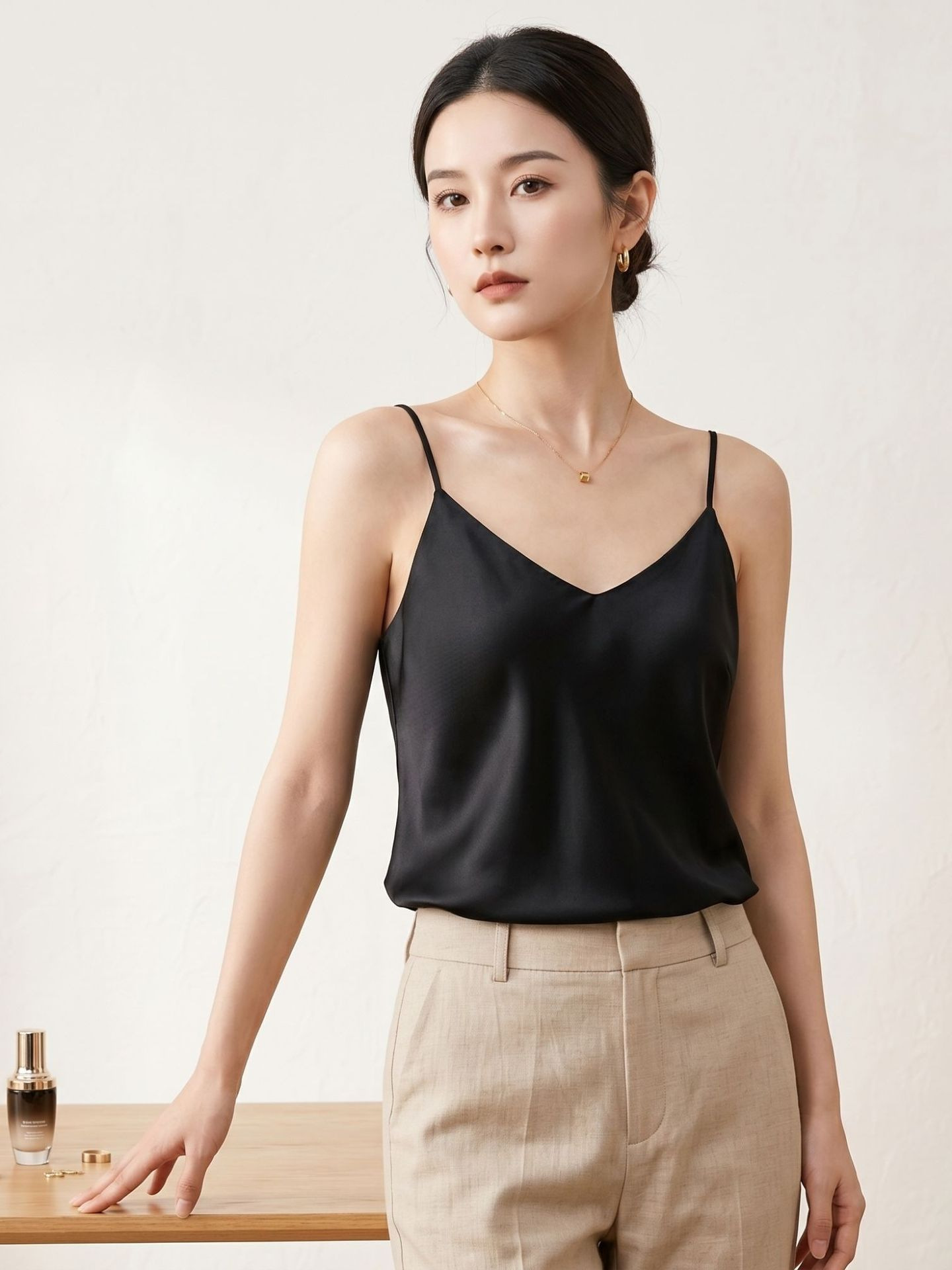 Camisole en soie Double couche pour femmes, bandeau en soie de mûrier, débardeurs et camisoles sexy à col en v, gilet d'été, 2025