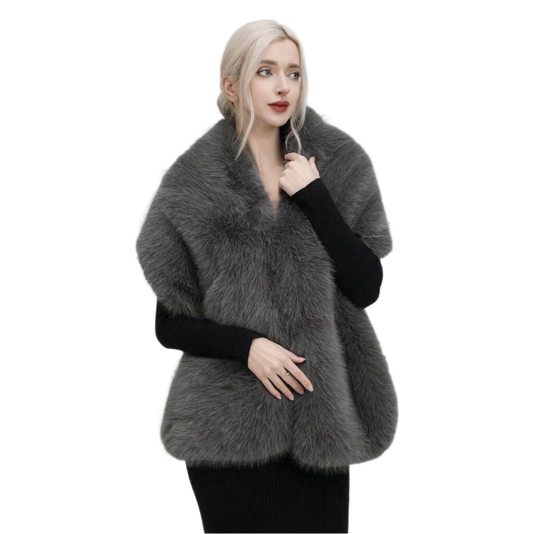 Étole extra longue en fausse fourrure de renard, châle en peluche épaisse pour femmes, robe de soirée d'hiver, enveloppe de luxe