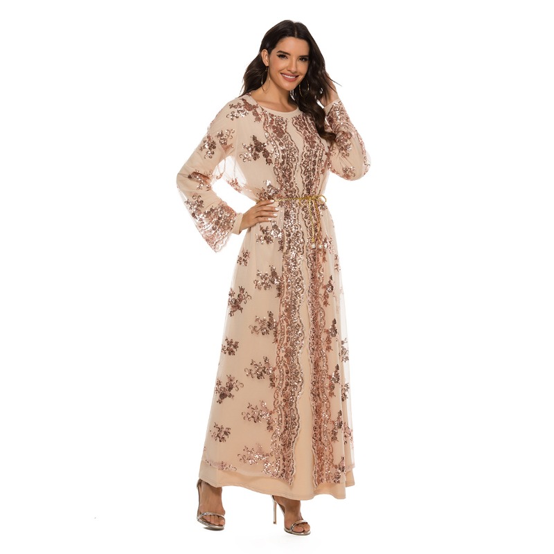 Musulman perlé paillettes Sexy brodé dubaï turquie dames Cardigan mode femmes Islam robe à manches longues à travers maille voir manteau