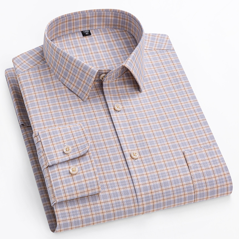 Nouveauté : Chemise grande taille 14XL 100% coton à manches longues pour hommes, coupe ajustée, chemise formelle unie, tissu doux à carreaux et rayures pour affaires.