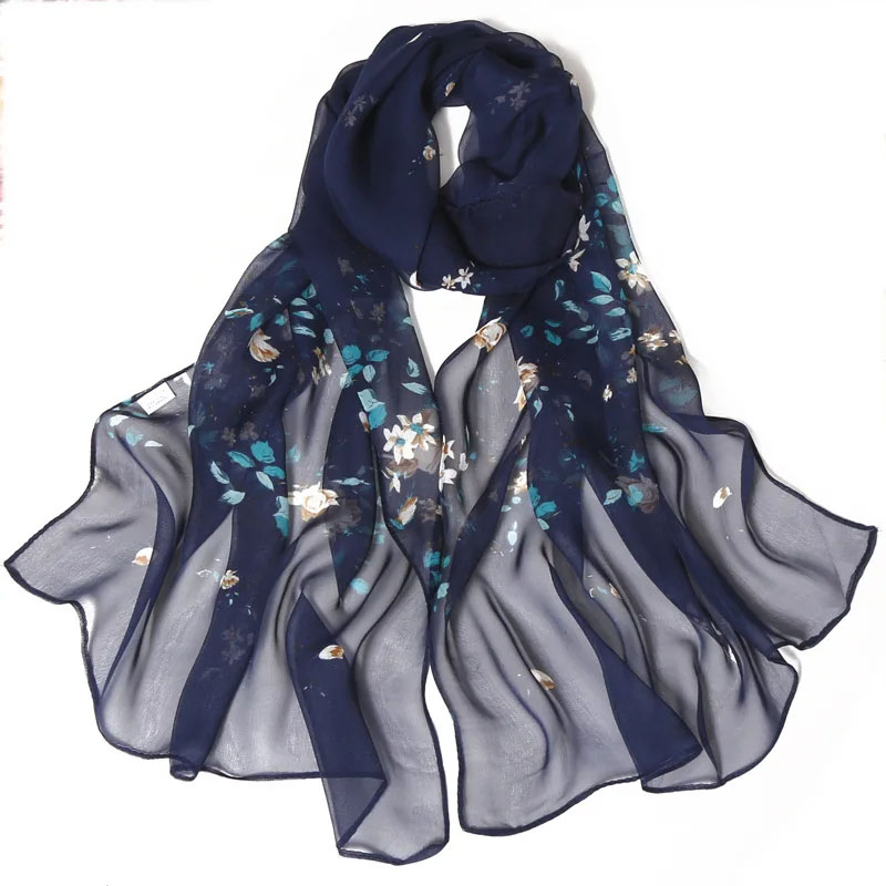 Foulard en mousseline de soie imprimé à petites fleurs pour femmes, serviette de plage multifonctionnelle, châle fin et respirant