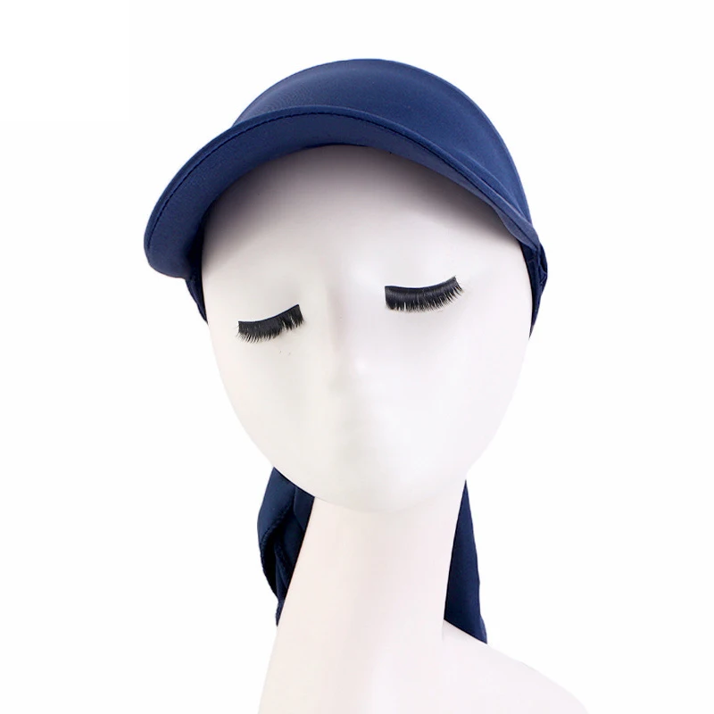 Casquette à Bord pour Femme Musulmane, Visière Solaire avec Turban artificiel astique Pré-Attaché, Foulard de Tête, Hijab, Perte de Cheveux, Chapeau d'Extérieur, Bandana, Sauna
