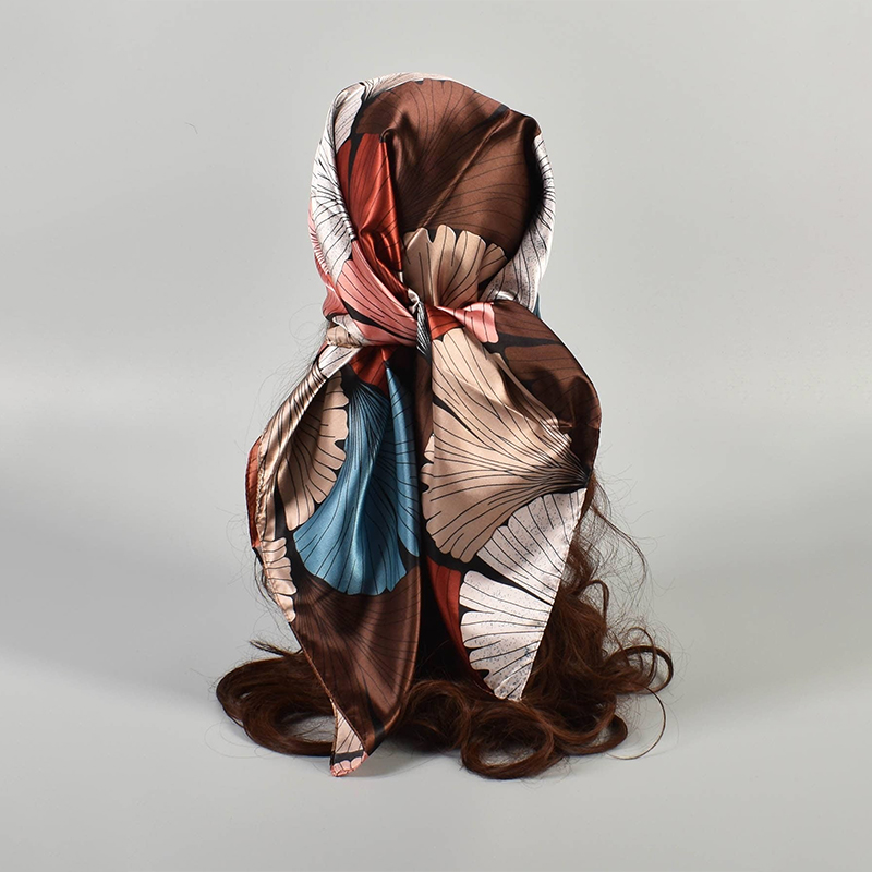 90*90 cm Foulard en soie Scarftop chapeaux femmes Design de luxe Foulard de cheveux crème solaire plage Hijab Foulard Bandana Femme Foulard