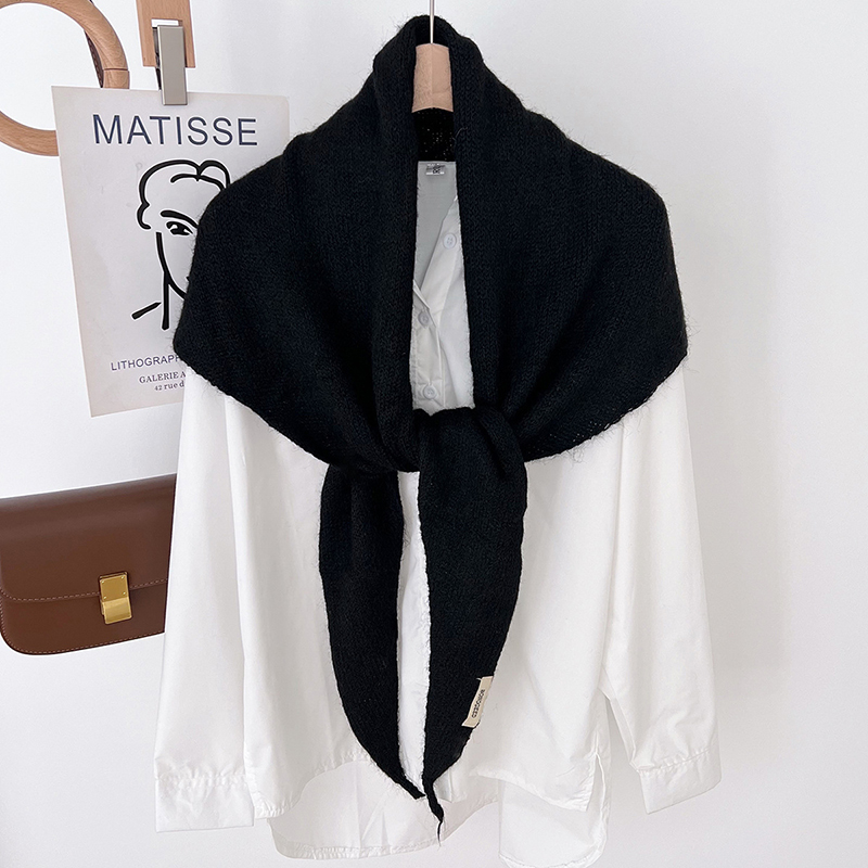 Écharpe Triangle tricotée en laine pour femmes, châle chaud, Protection du cou britannique et coréen, petite écharpe décorative, automne hiver