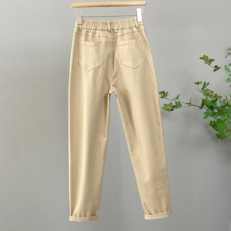Pantalon en Denim taille haute coréen pour femme, décontracté, ample, kaki, Harun, nouvelle collection automne 2026