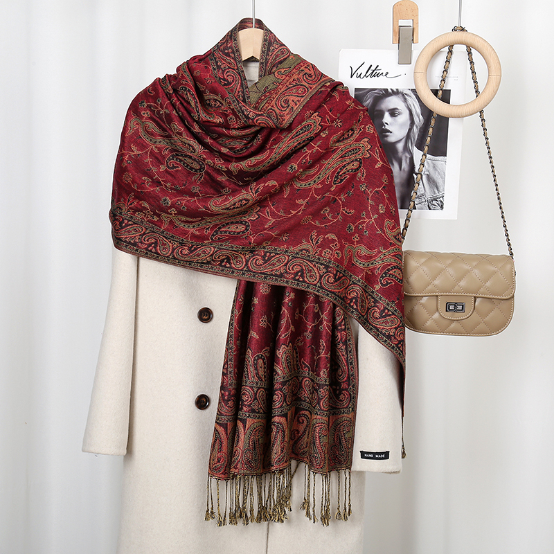 Ethnique Paisley broderie Viscose Hijab rétro noix de cajou coton femmes musulmanes écharpe enveloppes dames élégant châles Turban foulard