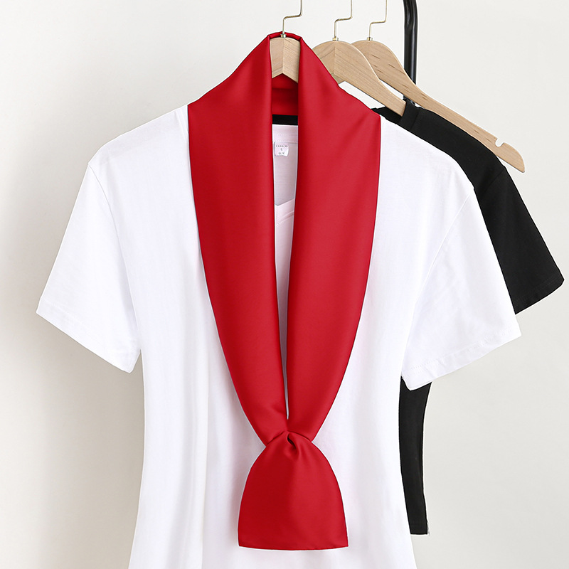 Marque de luxe ruban Foulard en soie 15*145 cm rouge bandeau Foulard cheveux écharpes cou cravate dame maigre foulards doux Satin