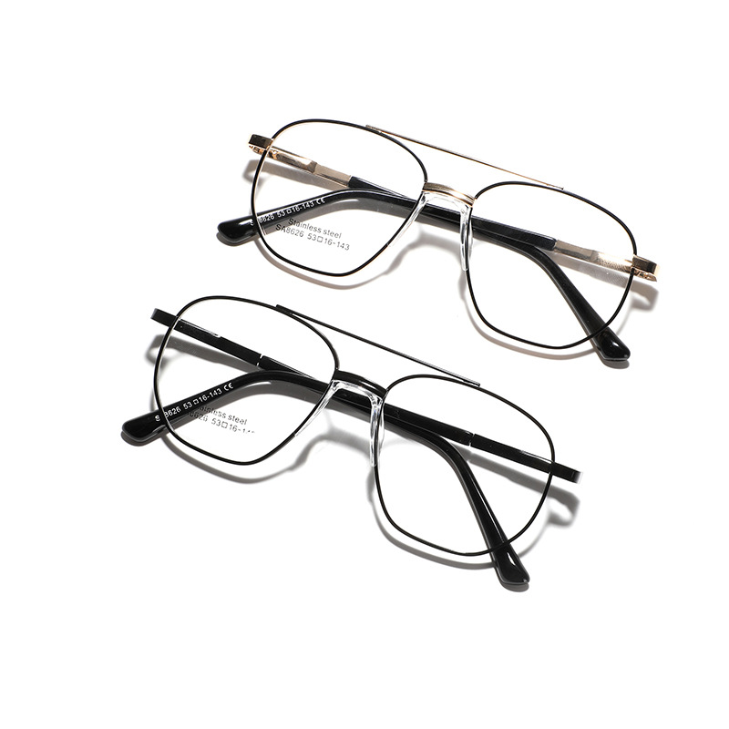 Lunettes à double faisceau pour femmes et hommes, lunettes de pilote, grand cadre, myopie, contrevenants optiques, polyvalent, mode