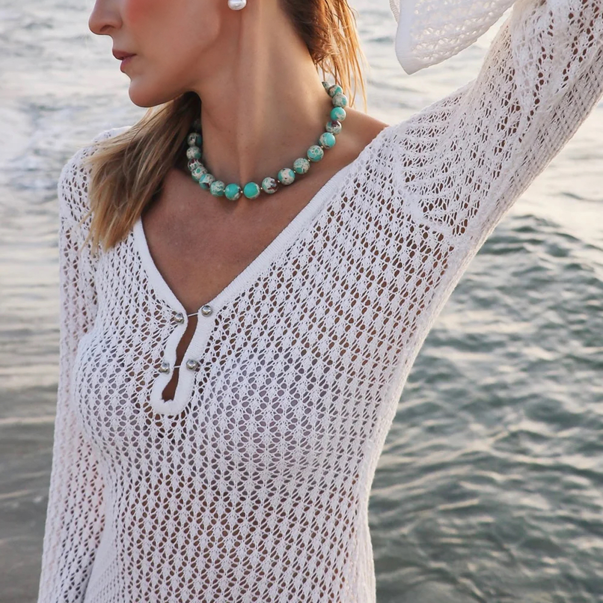 Robe courte décontractée de vacances, couverture de plage en tricot ajouré à manches longues, Style uni ajusté, mode printemps et automne