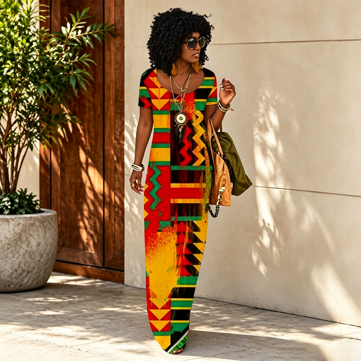 Robe d'été imprimée ethnique africaine pour femmes, rétro littéraire, Slim, à la mode, voyage quotidien, ample, manches courtes, longue