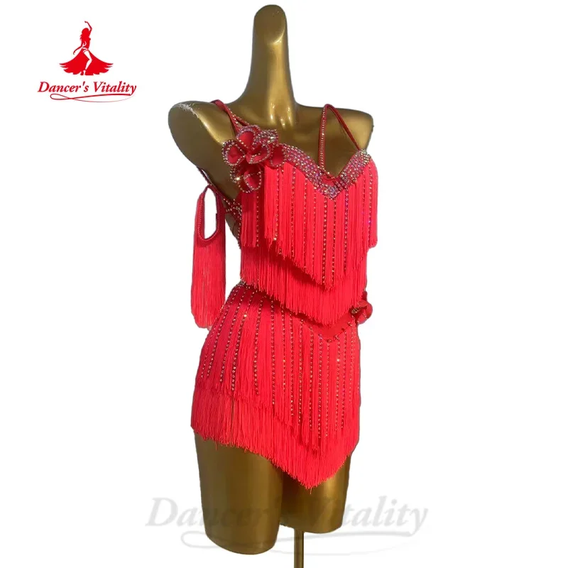 Robes de danse latine pour femmes, personnalisées, pierres AB, Sexy, dos nu, Tango, Samba, Rumba, Costumes de spectacle professionnel