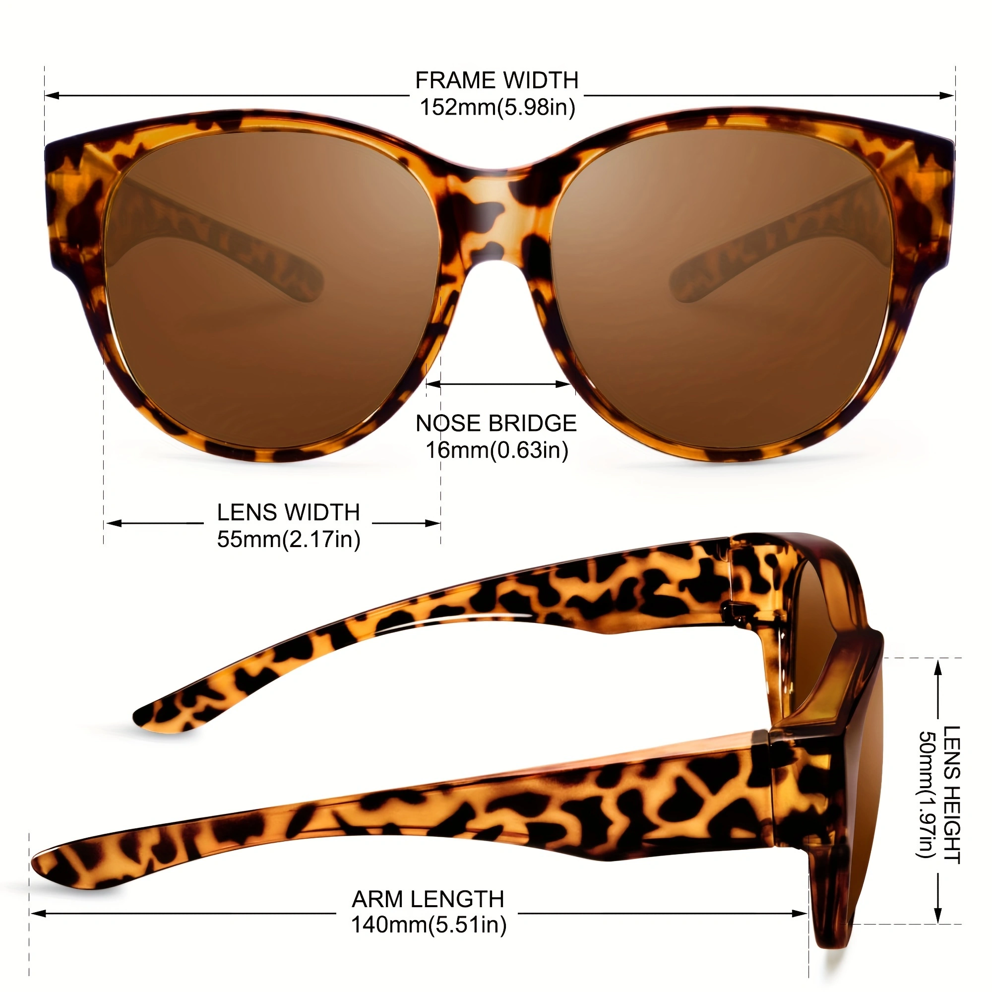 Lunettes de soleil polarisées adaptées aux lunettes, aux lunettes de soleil pour les femmes pour sortir sur les lunettes Lightweight-SG0179