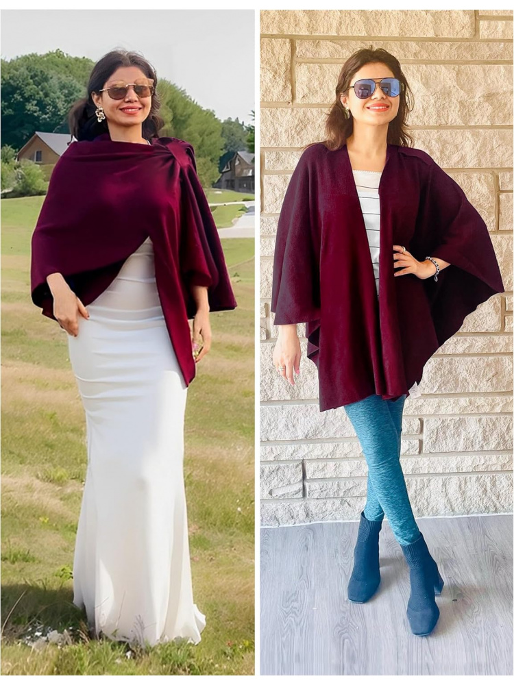 Grand Poncho croisé sur le devant pour femme, pull enveloppant, châle élégant tricoté, Cape pour l'automne et l'hiver