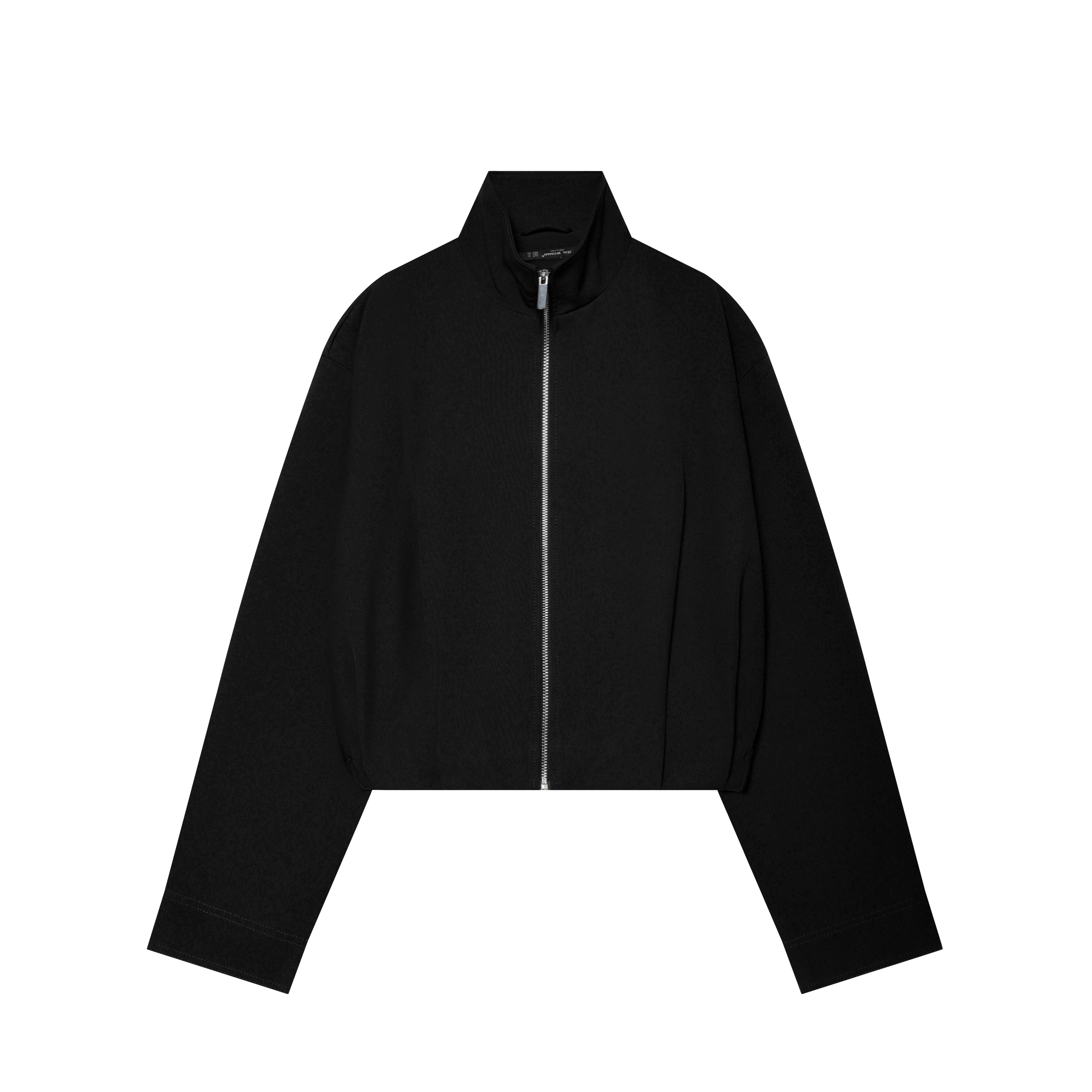 BSAY Streetwear – Blouson bomber court uni pour femme, col montant, fermeture éclair, épaules tombantes, manches longues, coupe ample, style Y2K, décontracté