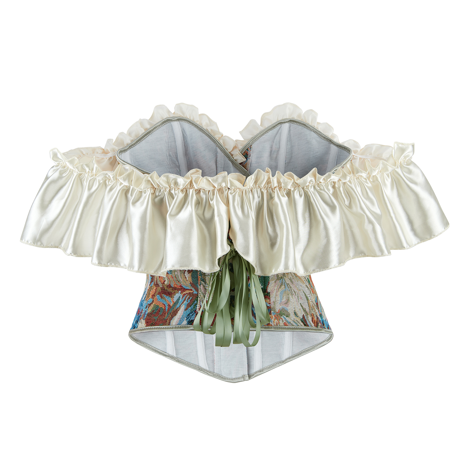 Femmes Bustier hauts Vintage Jacquard fleur Corset à volants manches corps Shaper à la mode Renaissance chemises