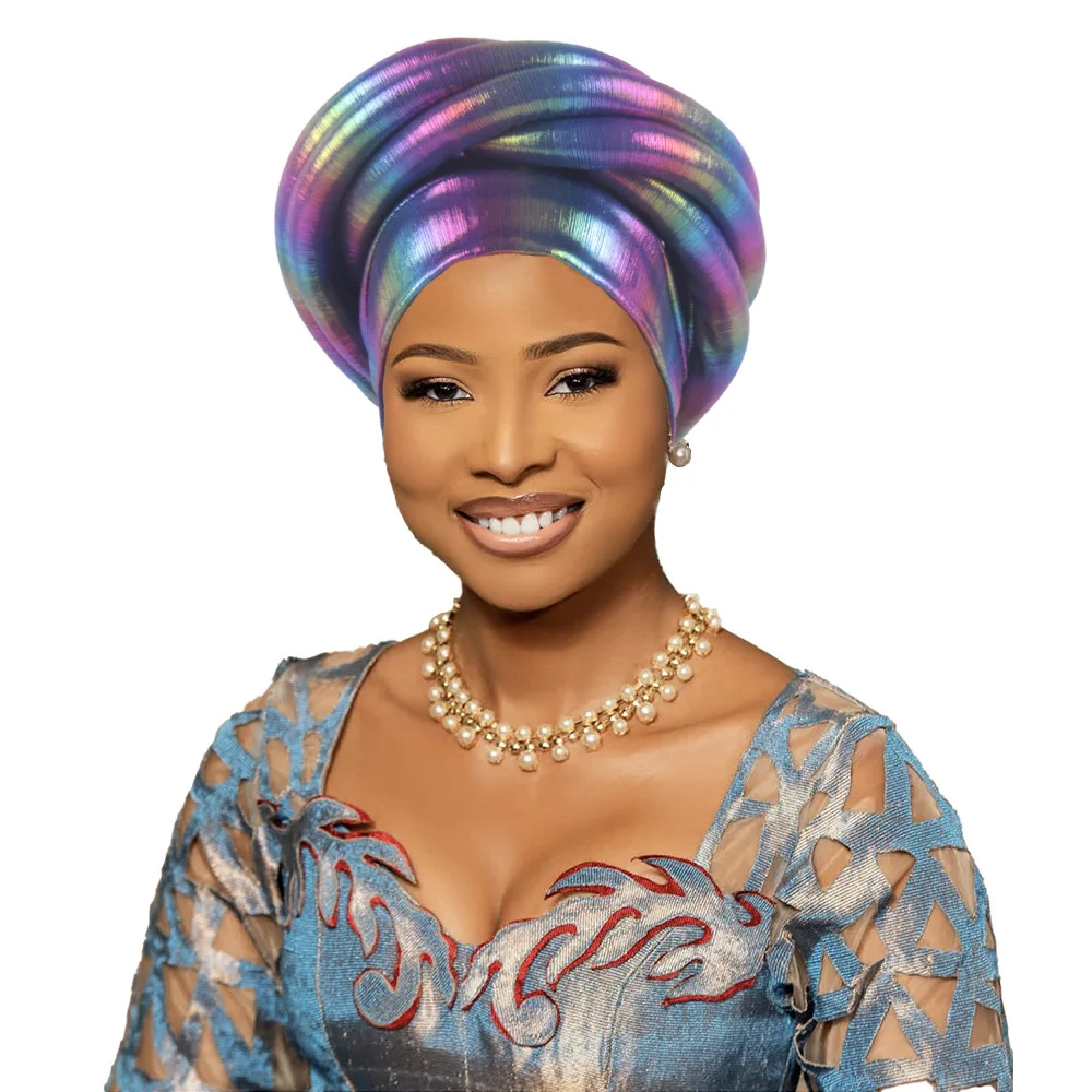 Nigeria Autogele couvre-chef musulman chapeau fête chapeaux Turbante torsadé tresse Turban casquette pour femmes africain tête enveloppement Bonnet couvre-chef