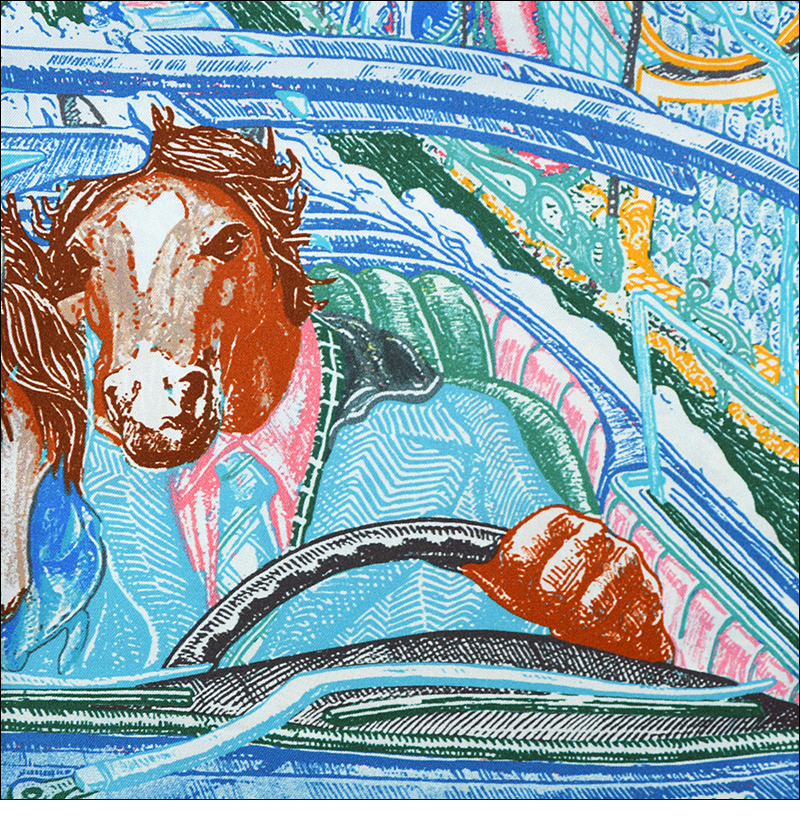 Écharpe de mode estivale en soie 90, carrée, en twill, procédé de peinture par pulvérisation, bord roulé à la main "M90F269-3"