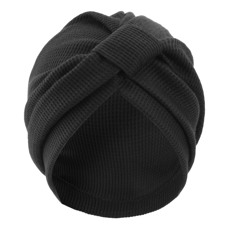 Nouveau Turban carré noué en coton épais gaufré pour femme, bonnet chimio pour la perte de cheveux