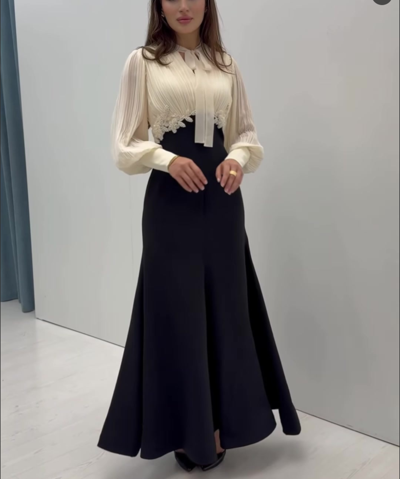 Nouvelle Robe Décontractée Femme Printemps-Été 2026 à Lacets, Coupe Slim, Manches Longues, Style Patchwork S215a