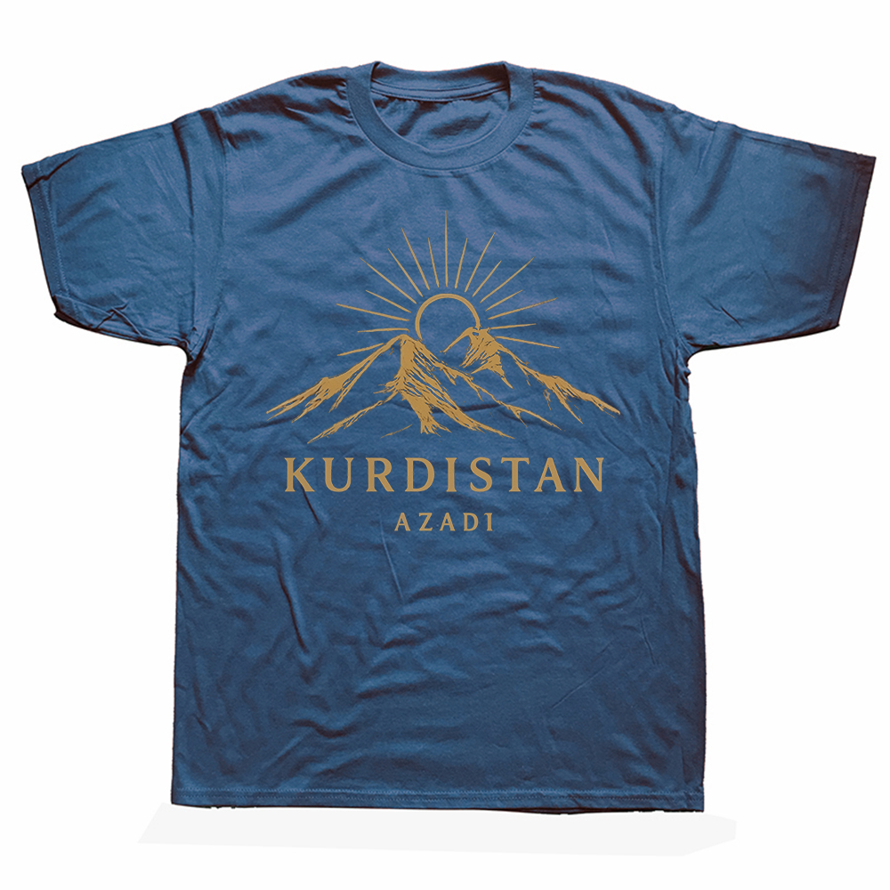 T-shirts drôles du Kurdistan en or avec drapeau kurde pour hommes et femmes, en pur coton, humoristiques, streetwear, à manches courtes, unisexe, coupe ample