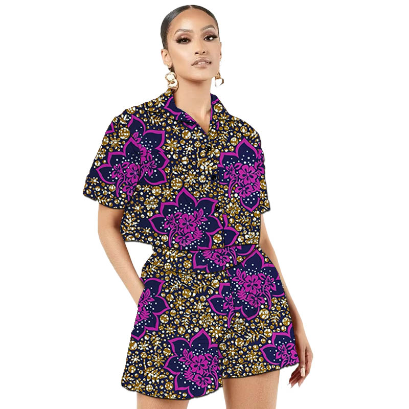 Tenues Ankara pour femmes africaines, Mini ensembles de Couture africaine, hauts courts + Shorts chauds, imprimé coloré, costume de fête féminin