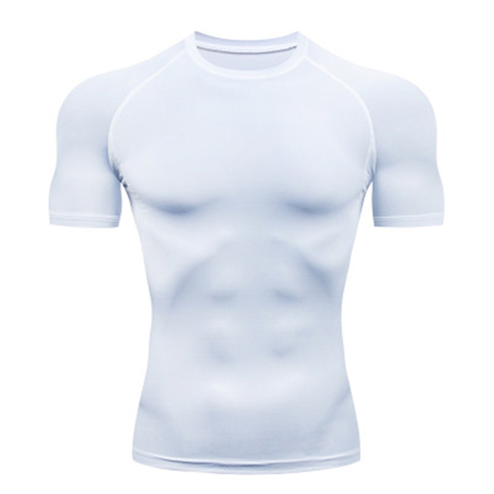 T-shirt de sport pour homme, à séchage rapide, manches courtes, tee-shirt de sport, haut de sport, compression pour la gym, fitness, entraînement, course à pied