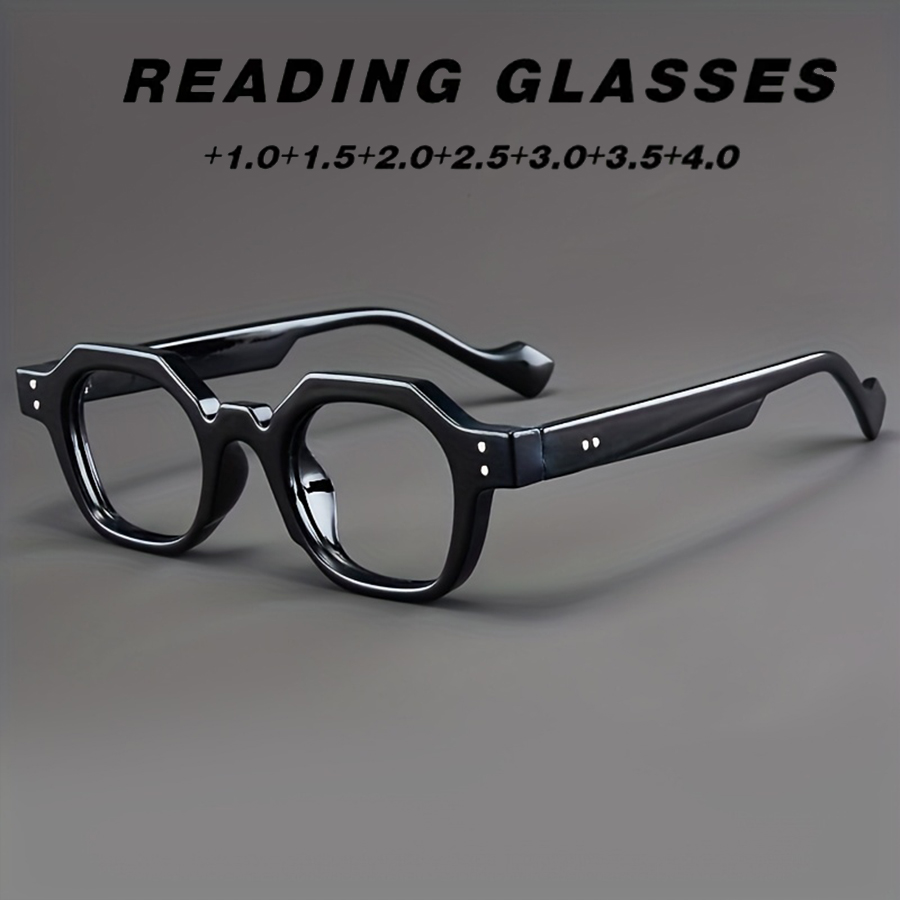 Lunettes de lecture noires de style rétro, lunettes de lecture tendance pour hommes et femmes, lunettes de presbytie polygonales