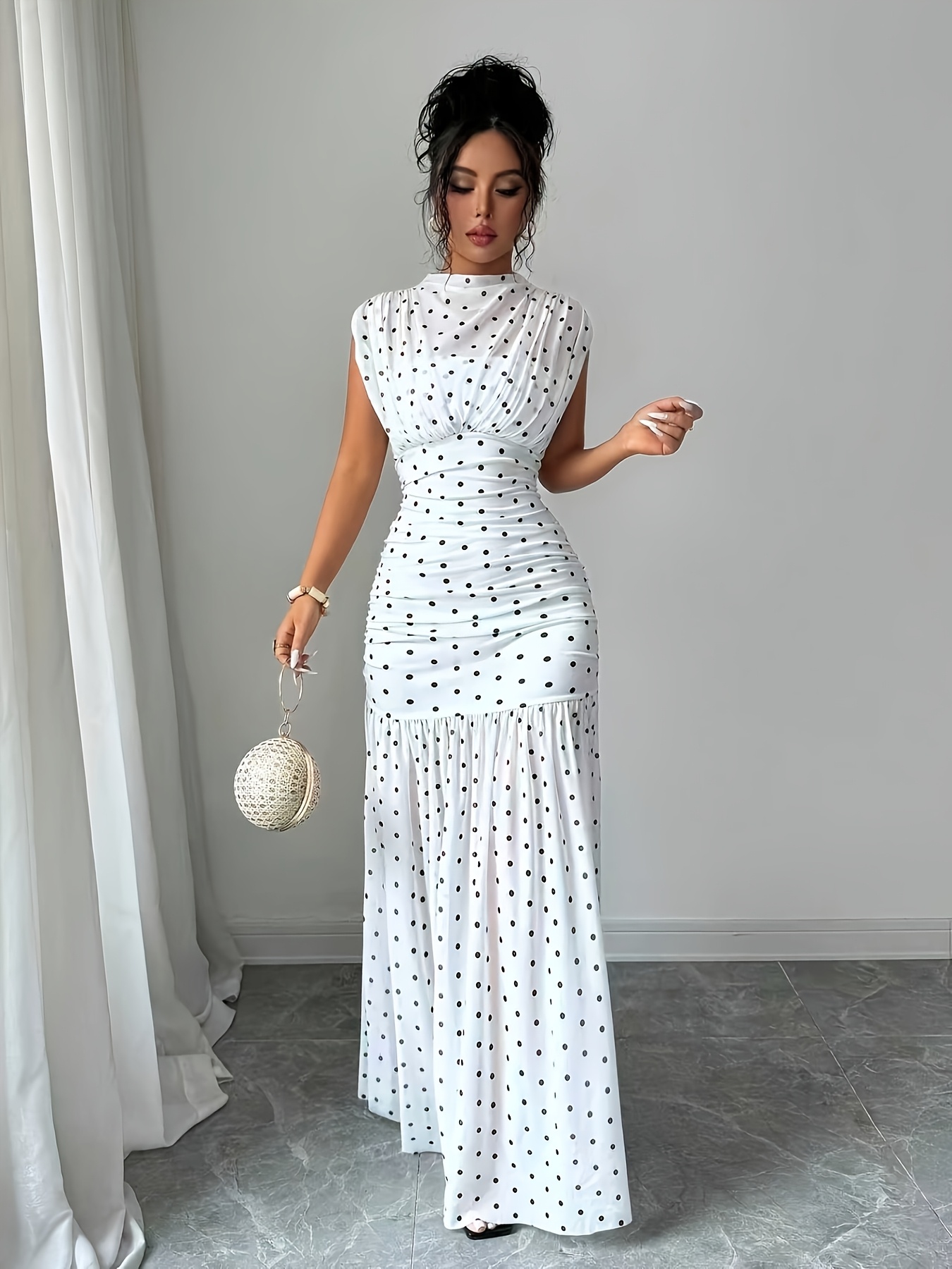 Robes d'été pour femmes, nouvelle collection, sans manches, col bateau, robe élégante et ajustée à pois, Vestidos De Verano Mujer