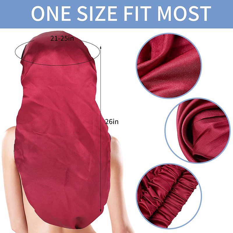 Bonnet Long en Satin pour femmes, grande casquette de sommeil avec boutons, tresses, bandeau élastique pour cheveux, Bonnet soyeux, chapeau de nuit, casquette de chimio, nouvelle collection