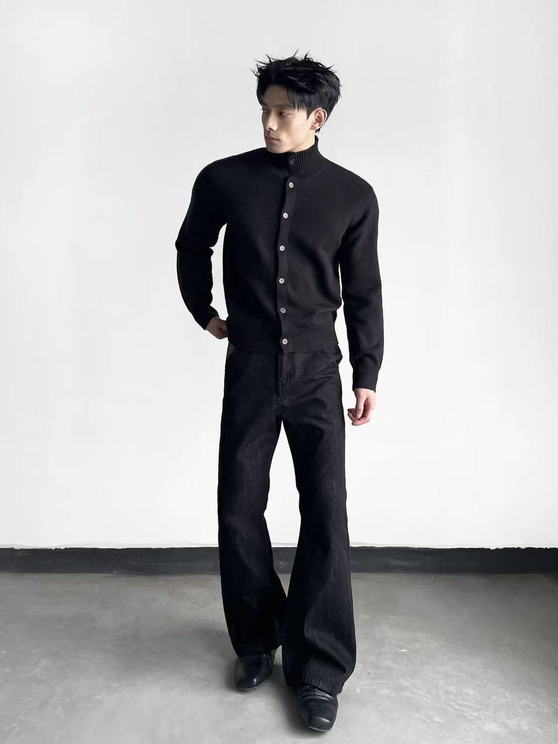 Jean noir style minimaliste pour homme, pantalon unisexe d'été, coupe large, décontracté, taille haute, style Y2K, pour jeune homme
