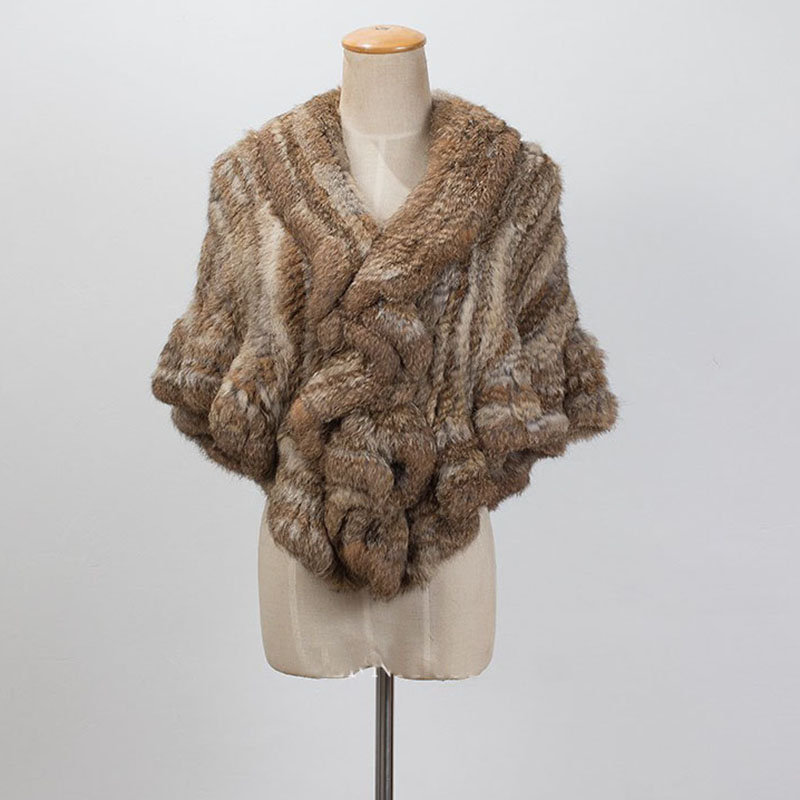Châle en vraie fourrure de lapin pour femme, avec coupe ondulée, chaud, épais, naturel, avec crochets, à la mode, hiver, vente en gros