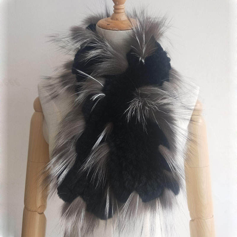 Écharpe en fourrure de lapin Rex véritable pour femme, écharpes de luxe pour femme, tout à la mode, hiver, nouveau, 2019