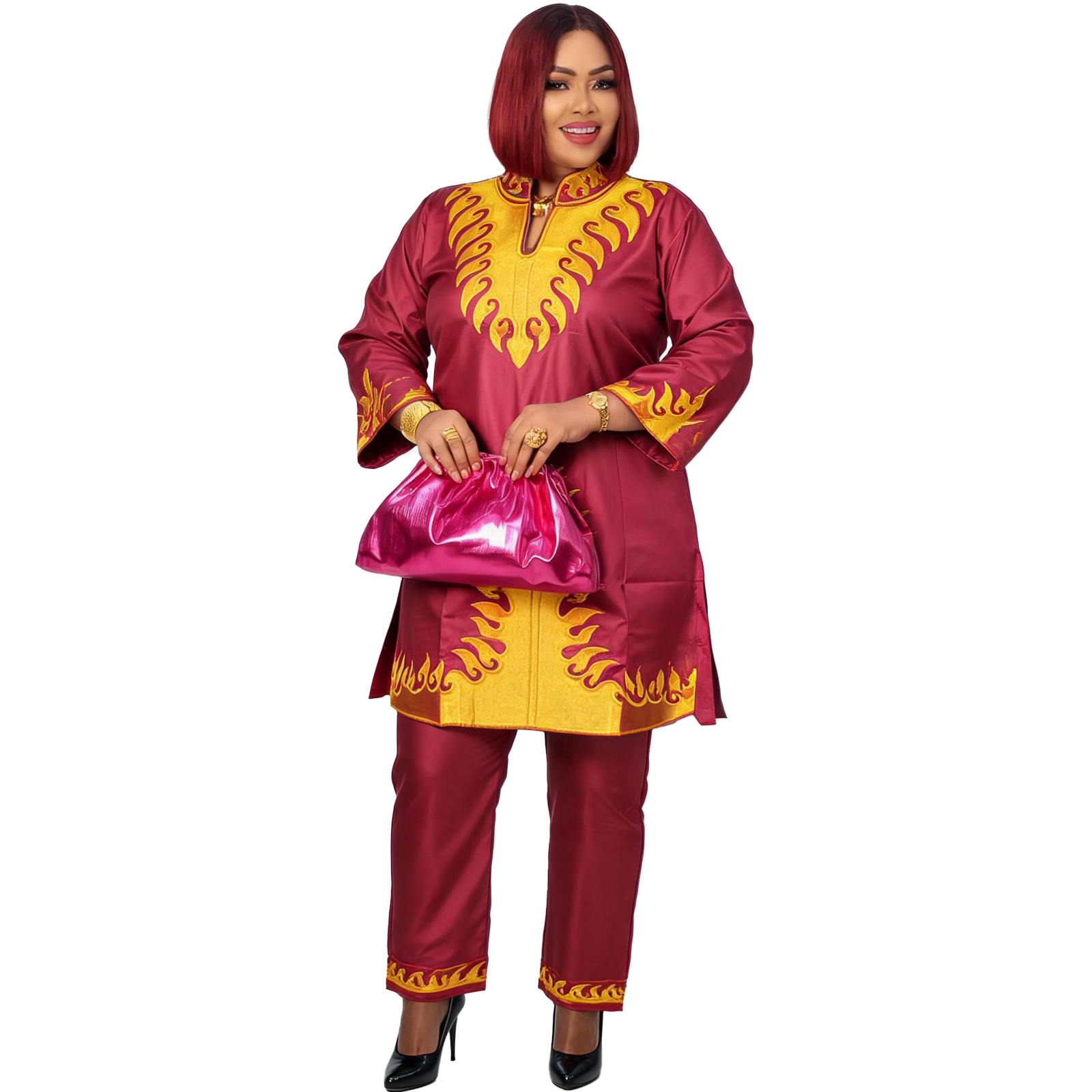 Robes africaines pour femmes, grandes tailles, en tissu Bazin Riche, avec broderies, robe longue et écharpe.
