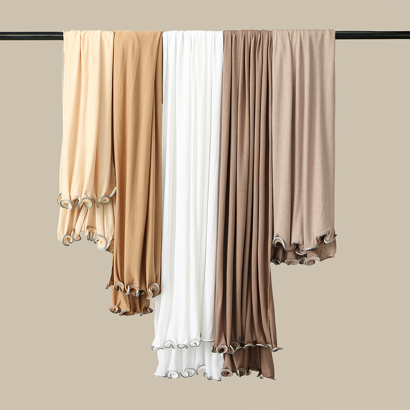 Foulard Hijab en Jersey de coton Modal pour femmes, châle extensible, foulard musulman uni, mode couleur unie, Long silencieux, Turban islamique