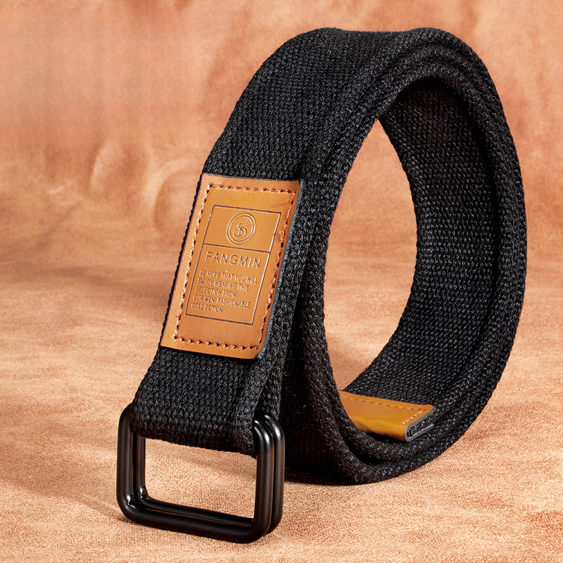 Ceinture en toile unisexe pour hommes et femmes, ceinture décontractée pour jeans avec boucle à double anneau, ceinture tissée pour l'extérieur