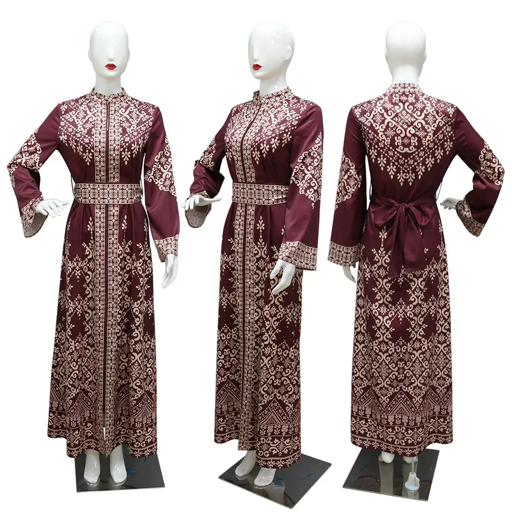 Ramdan Eid imprimer Jalabiya femmes musulmanes fermeture éclair Robe longue Robe dubaï Abaya tenues caftan ethnique Islam vêtements Caftan robes