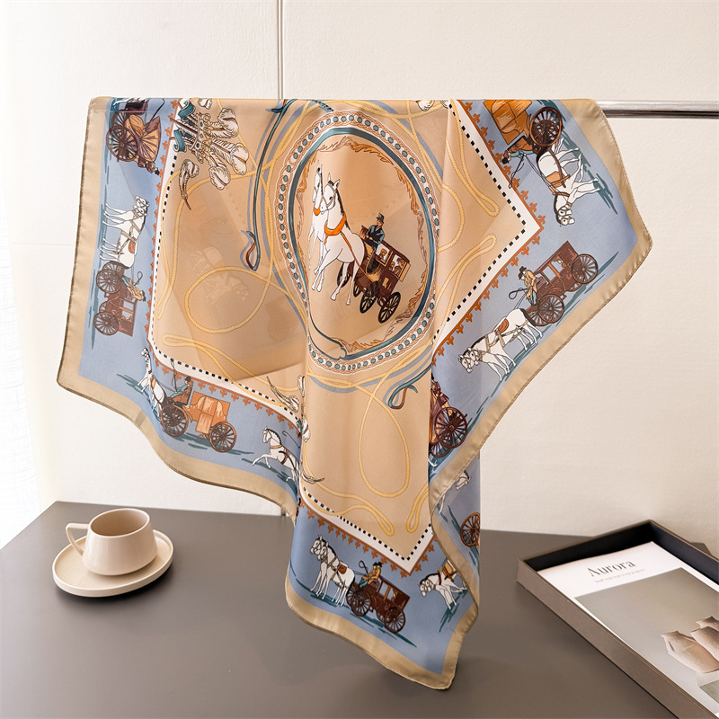 Foulard carré en soie de luxe imprimé pour femme, 70 cm, pour le cou, les cheveux, les poignets, bandana, hijab