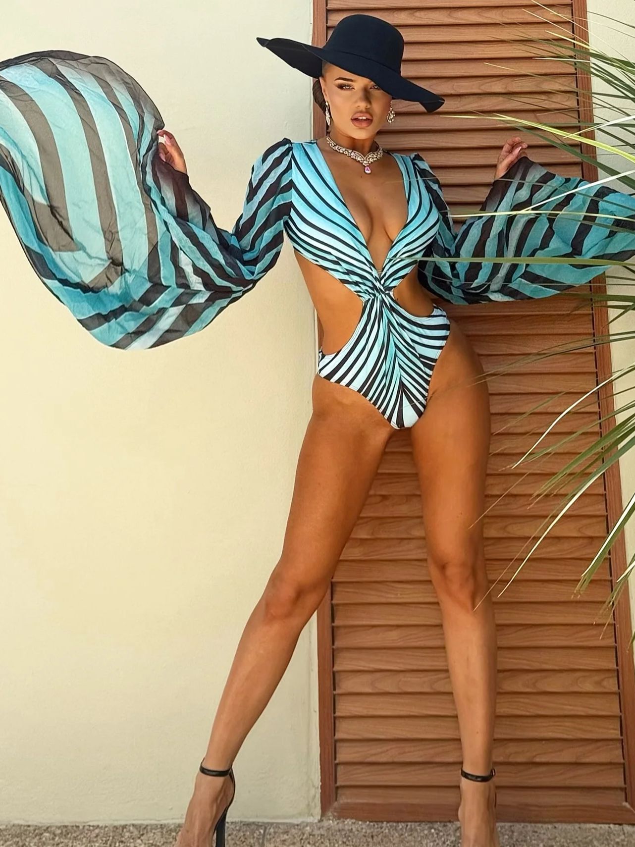 Maillot de bain imprimé à manches longues pour femmes, maillot de bain à volants, découpé, jambes hautes