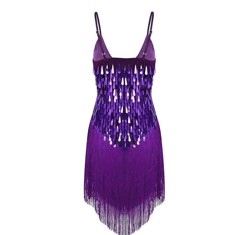 Robe de danse latine pour femmes et filles, frange de gland sexy, paillettes, salsa, salle de Rh, tango, cha cha cha, rumba, samba, robes pour phtaline, dame