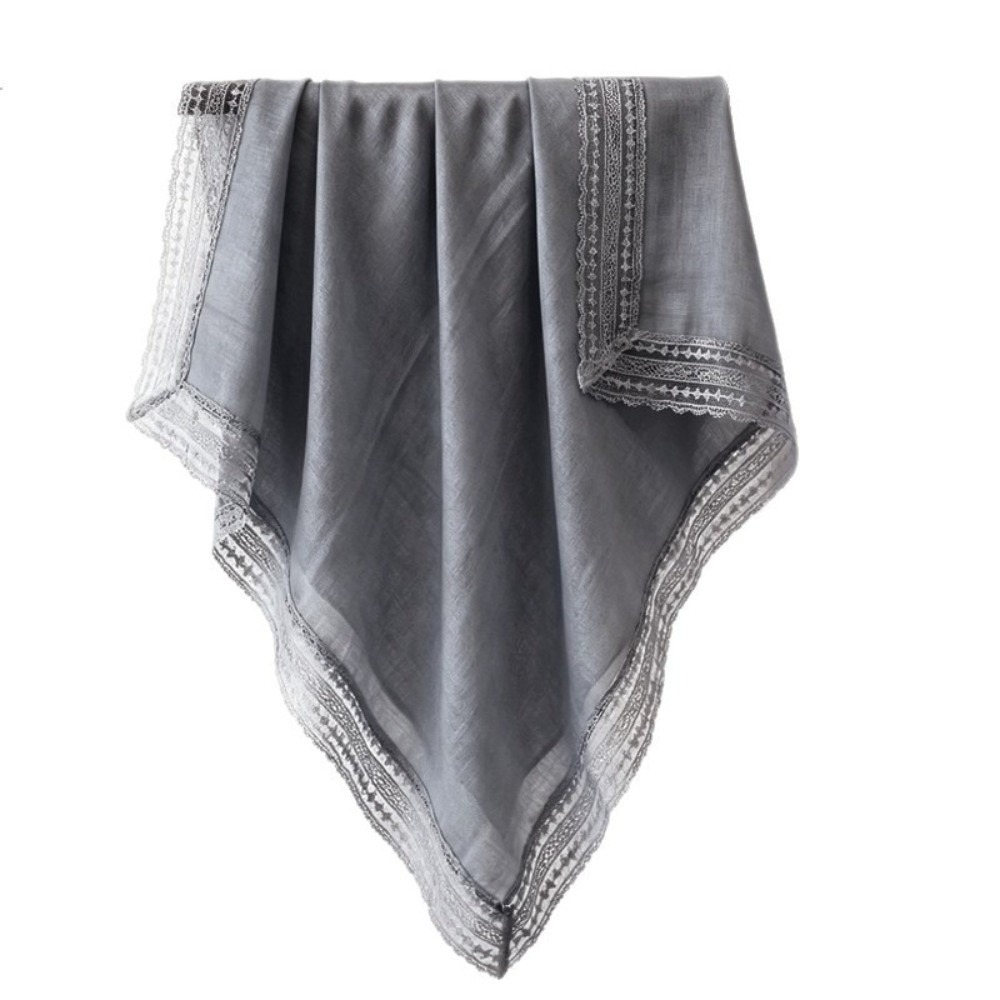 Écharpe carrée de luxe 100x100cm, tissage uni, protection solaire, avec bordure en dentelle, bandeau de plage