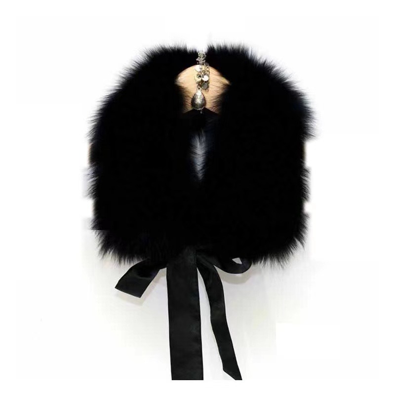 Col de fourrure de raton laveur femmes manteau d'hiver capuche décor col de fourrure de fourrure mode manteau chaud châle naturel fourrure de raton laveur écharpe cou plus chaud