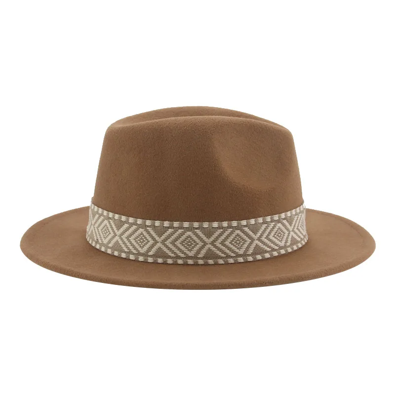 Panama chapeau Western Cowboy chapeaux pour femmes solide grand bord décontracté Fedoras hommes femmes Camel noir blanc feutré chapeau Sombreros Gorras