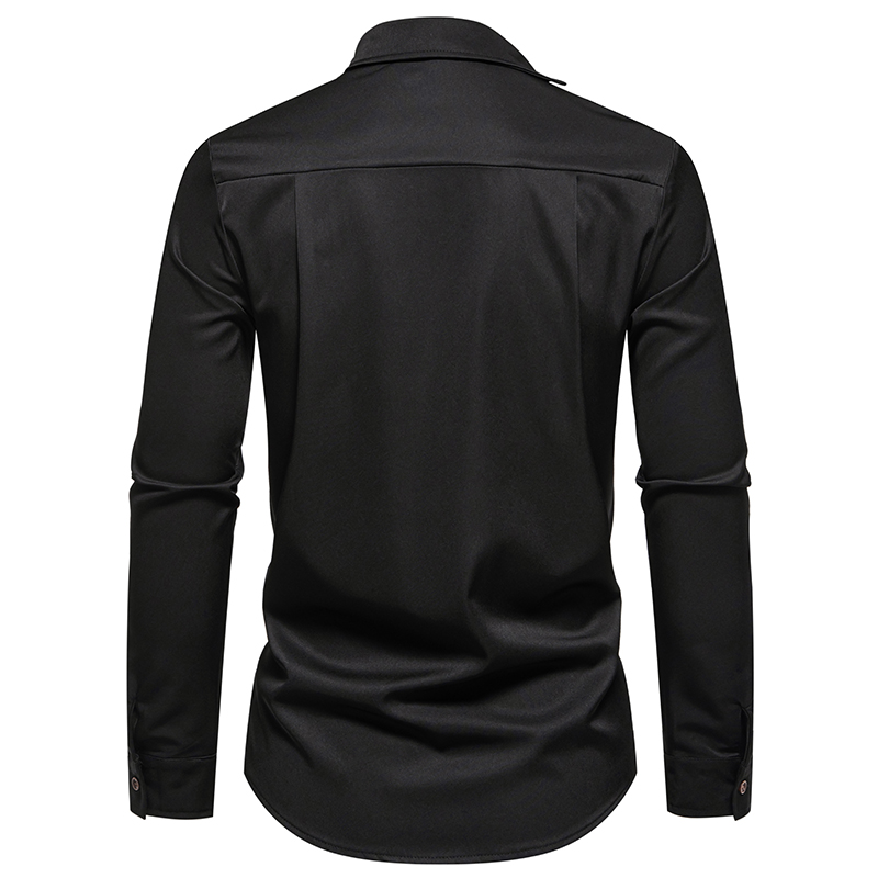Chemise à col montant pour hommes, bouton oblique de personnalité, chemises provoqué irrégulières pour hommes, manches longues, zones de festival d'affaires, mode