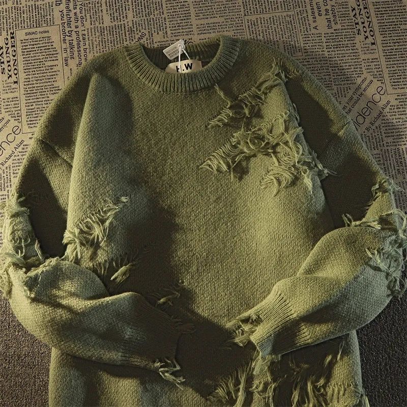 Pulls surdimensionnés en tricot à col rond avec glands, pull à trous, vêtements de style coréen, tendances de la mode, nouveautés, automne et hiver 2024